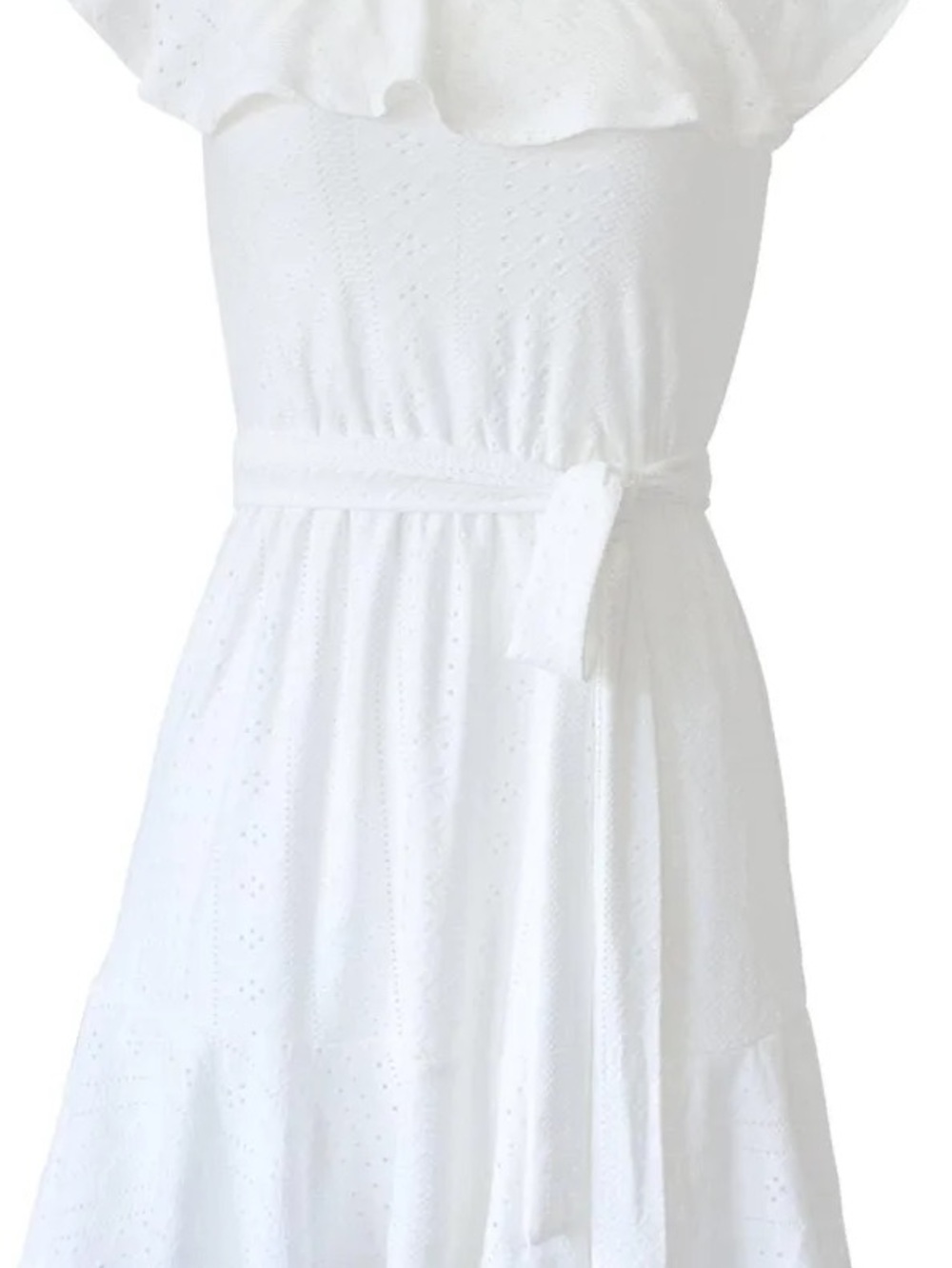 NWT BCBGeneration White Off-Shoulder Eyelet Maxi Dress